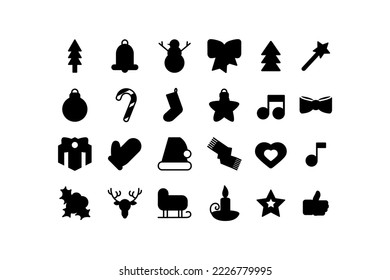 Christmas and new year decor silhouette set vector svg