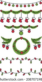 Conjunto de elementos de decoración de Navidad y Año Nuevo