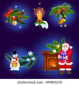 Christmas and New Year decoration elements set.