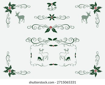 Navidades artículos de decoración de año nuevo, rincón festivo de Ilustración vectorial con clase, corona de Navidades. Marco de temporada de invierno Vector realista.