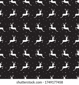 Christmas and new year deer seamless pattern. Vector illustration.