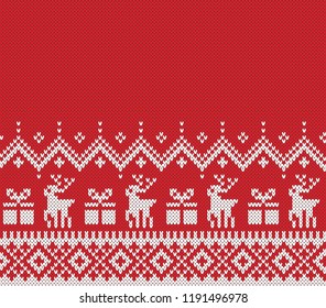 Christmas and New Year Design. Fair Isle Seamless Knitting Pattern