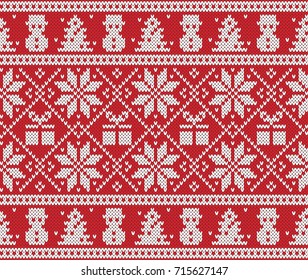 Christmas and New Year Design. Fair Isle Seamless Knitting Pattern