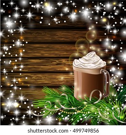 Christmas New Year design with hot chocolate