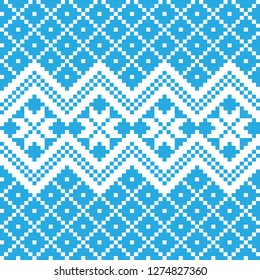 Christmas and New Year Design. Knitted seamless pattern in pixel.