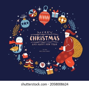 Christmas and new year design template in abstract trendy style for poster, cover, greeting card, social media, print