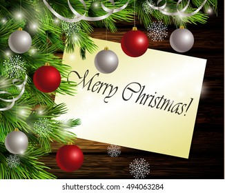 Christmas New Year design wooden background