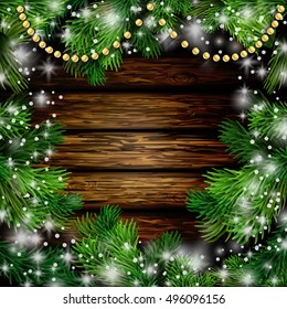 Christmas New Year design wooden background