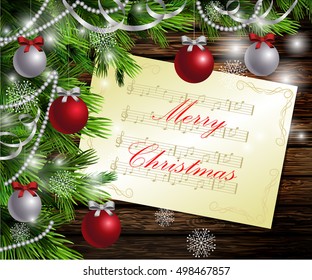 Christmas New Year design wooden background