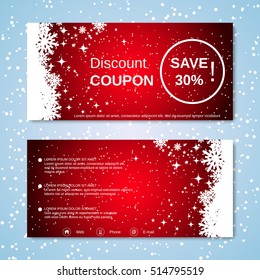 Christmas and New Year discount coupon vector template