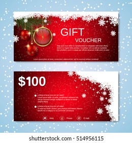 Christmas and New Year discount coupon vector template