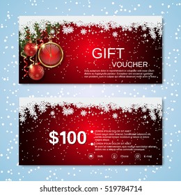 Christmas and New Year discount coupon vector template