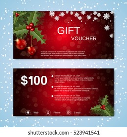 Christmas and New Year discount coupon vector template