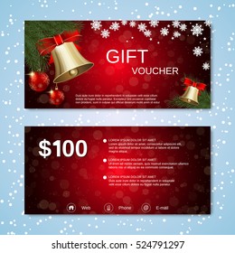 Christmas and New Year discount coupon, gift voucher vector template