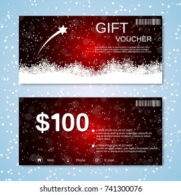 Christmas and New Year discount coupon, gift voucher vector template