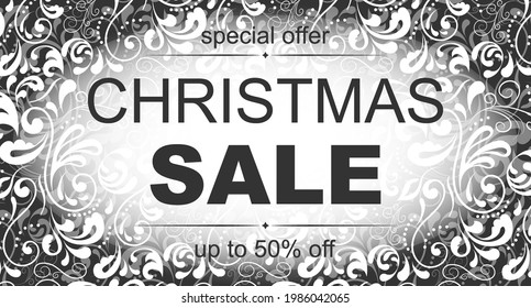 Christmas New Year discounts. Vector banner. Colorful. Starry sky