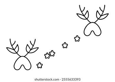 Christmas and New Year doodle icon Reindeer Track.This is an editable icon.