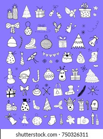 Christmas, New Year doodle objects