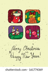 Christmas and New Year doodle poster