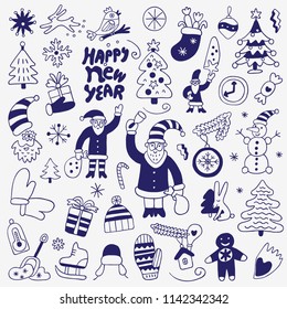 christmas ,new year - doodle set