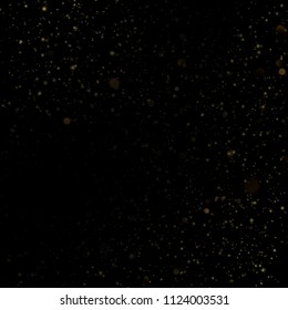 Christmas and New Year effect. Glitter threads of curtain backdrop on black. Sparkling of shimmering light blurs. Gold particles lines rain. Fashion strass drops with shiny sequins. EPS 10