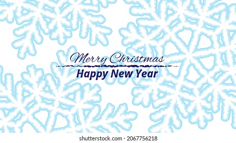 Christmas and New Year elegant background with blue snowflakes. Vector illustration.