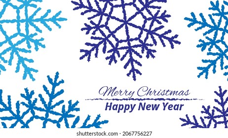 Navidad y Año Nuevo elegante fondo con copos de nieve azules. Ilustración vectorial.
