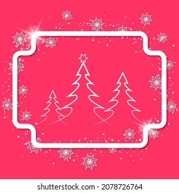 Christmas and New Year elegant background with white frame, stars and snowflakes
