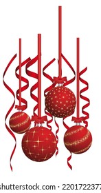 Christmas (New Year) element of balls with ribbon. Vector illustration.