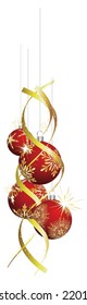 Christmas (New Year) element of balls with ribbon. Vector illustration.