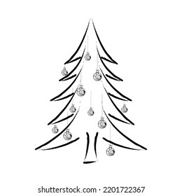 Christmas (New Year) element of fir tree. Vector illustration.