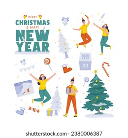 Christmas new year element illustration set