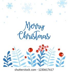 Christmas and new year element, poster for your design.  Merry Christmas calligraphy with hand drawn decorative frame.