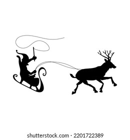 Christmas (New Year) element of Santa with deer. Vector illustration.