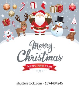 Christmas and new year elements - Icons, characters, labels, lettering