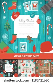 Christmas and New Year elements set. Christmas background collection. Vector illustration