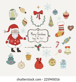 Christmas and New Year elements set. Christmas background collection