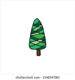 Christmas and New Year elements tree, branch, cones, sock. Line art, doodle stile hand drawn stock vector. Use for invitation and greeting cards, posters, stickers.Isolated on white background