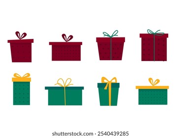 Ícone da caixa de presente da festa da família do Natal ou do Ano Novo isolado no branco