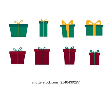 Christmas or New Year Family Party Gift Box Icon Isolated on White