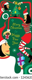Christmas, New Year, Fashion Poster (Vector Art)