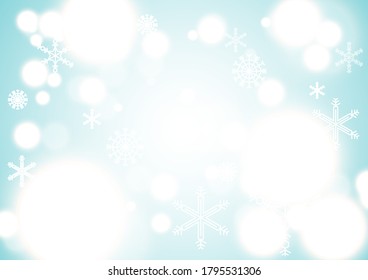 Christmas and new year festival blue background with white snowflakes vector illustration