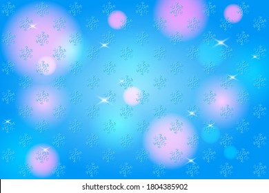 Christmas and New Year festive background with snowflakes, glow and flares. Vector EPS10