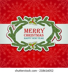 Christmas and New Year festive background, xmas greeting card with wreath, winter wallpaper, artistic, fantasy vector holiday invitation for design