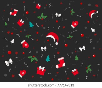 Christmas and New Year festive background. Vector illustration. Greeting card with winter holidays elements.