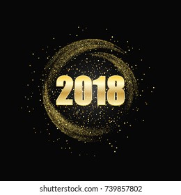 Christmas and new year festive background.Gold glitter circle.