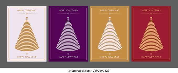 Christmas and New Year. Festive design template with stylized spruce for postcards, banners, posters and creative ideas