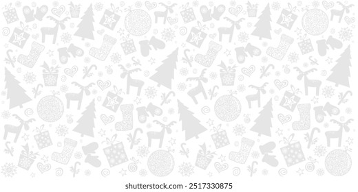 Christmas and New Year festive design with seamless pattern. Good for textile fabric design, wrapping paper, website wallpapers, textile, wallpaper and apparel. Xmas decoration.  vector illustration