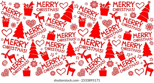 Christmas and New Year festive design with seamless pattern. Good for textile fabric design, wrapping paper, website wallpapers, textile, wallpaper and apparel. Xmas decoration.  vector illustration