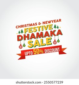 Natal e Ano Novo Festivo Dhamaka Venda Unidade Logotipo. Publicidade, marketing, Compras on-line, Promoção